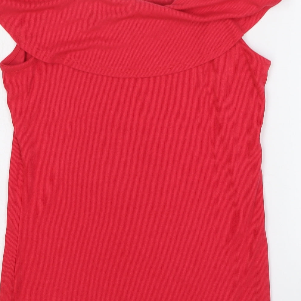 Papaya Womens Red Polyester Basic Tank Size 12 Boat Neck