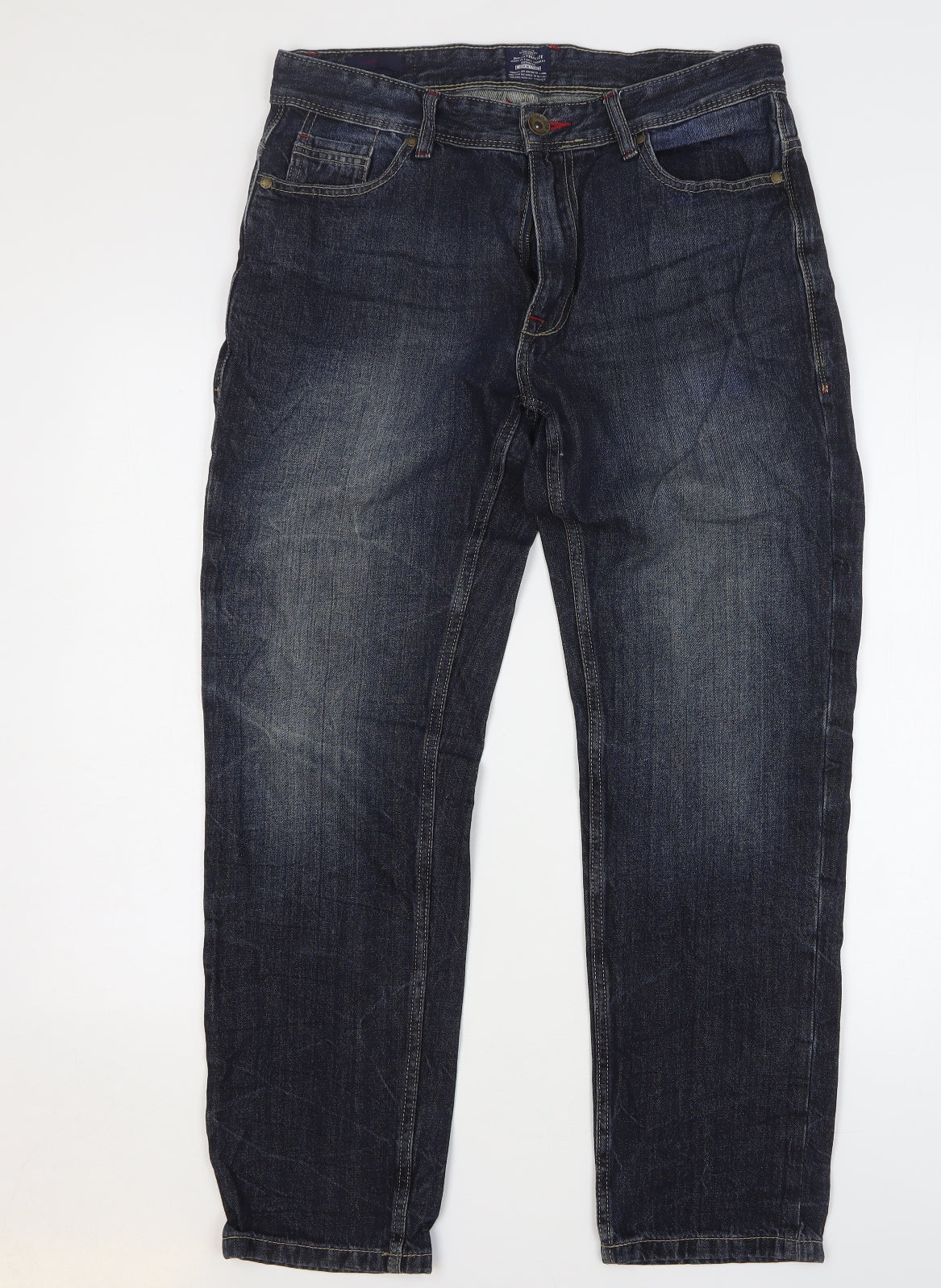 Industrialize Mens Blue Cotton Straight Jeans Size 34 L29 in Relaxed Button
