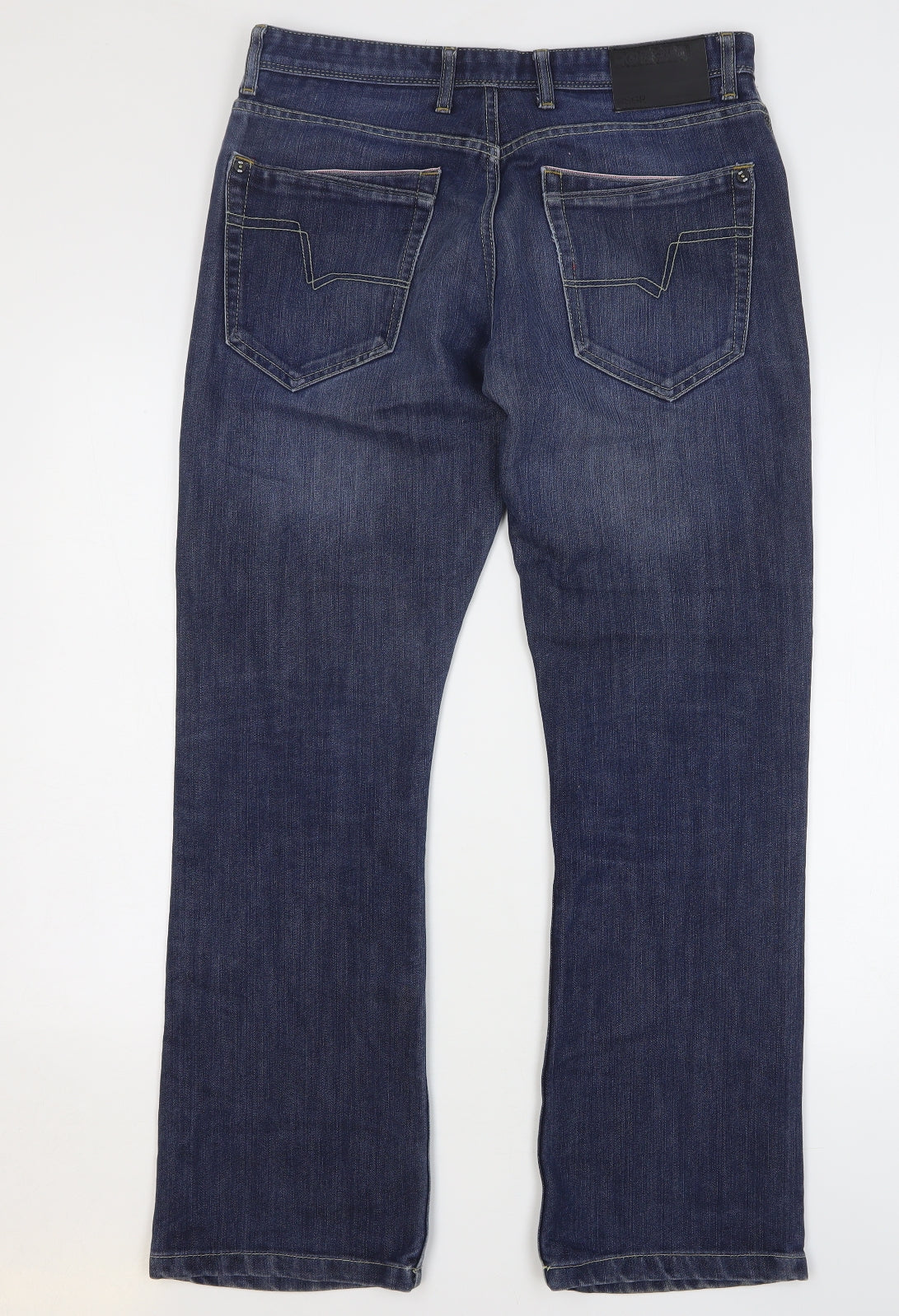 Ripstop Mens Blue Cotton Straight Jeans Size 32 L32 in Regular Button