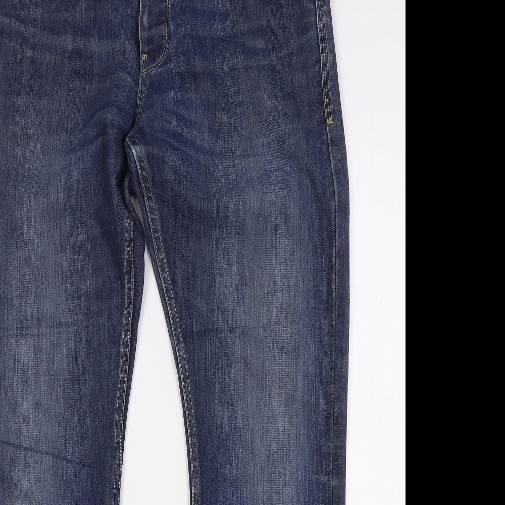 Ripstop Mens Blue Cotton Straight Jeans Size 32 L32 in Regular Button