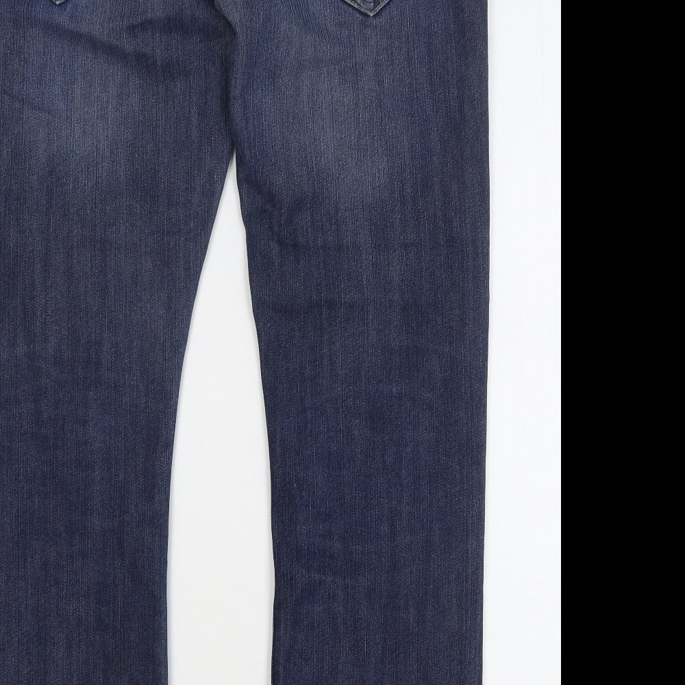 Ripstop Mens Blue Cotton Straight Jeans Size 32 L32 in Regular Button