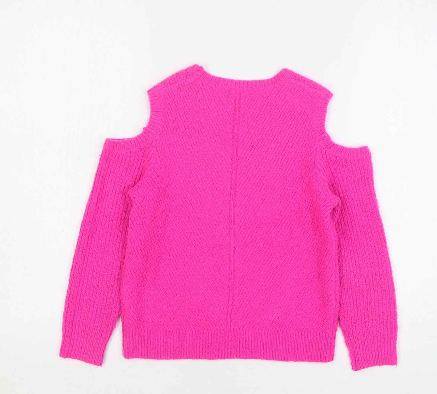 PEP&CO Girls Pink Round Neck Acrylic Pullover Jumper Size 6-7 Years Pullover - Cold Shoulder