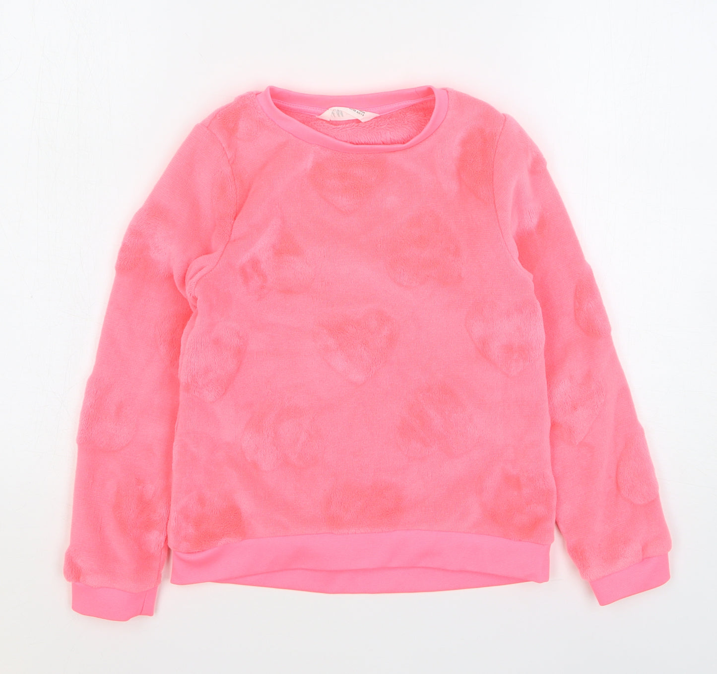 H&M Girls Pink Geometric Polyester Pullover Sweatshirt Size 7-8 Years Pullover - Love Hearts