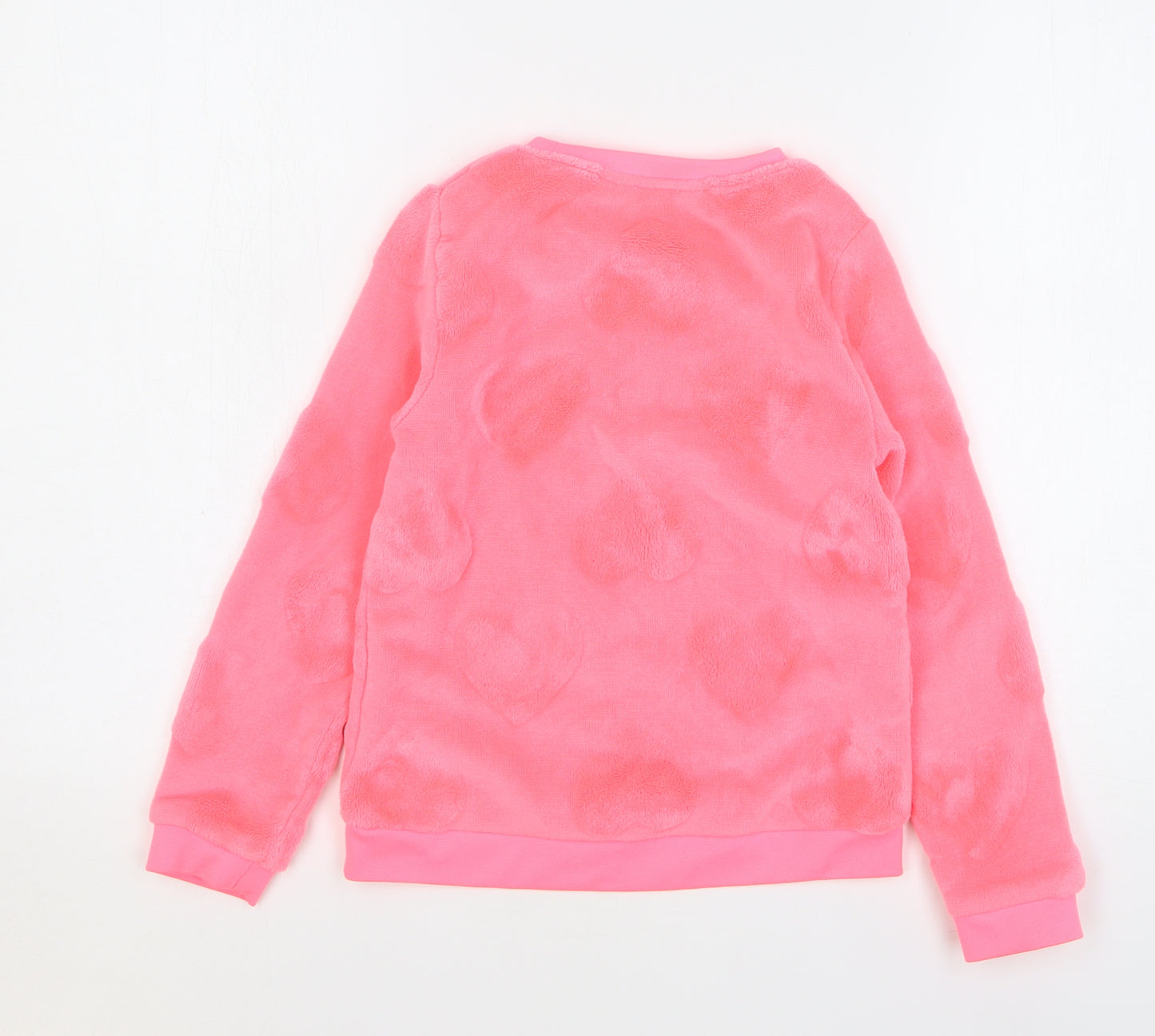 H&M Girls Pink Geometric Polyester Pullover Sweatshirt Size 7-8 Years Pullover - Love Hearts