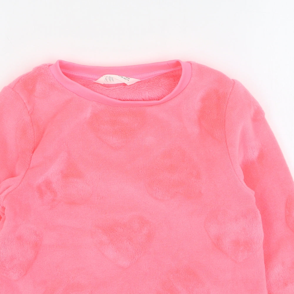 H&M Girls Pink Geometric Polyester Pullover Sweatshirt Size 7-8 Years Pullover - Love Hearts