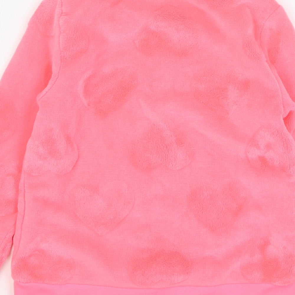 H&M Girls Pink Geometric Polyester Pullover Sweatshirt Size 7-8 Years Pullover - Love Hearts