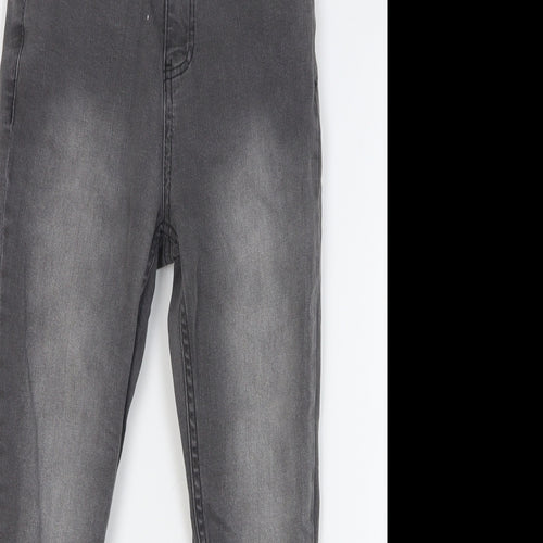 Select Girls Grey Cotton Skinny Jeans Size 9 Months Regular Button - Distressed