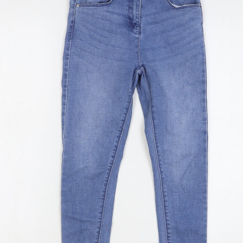 Matalan Girls Blue Cotton Skinny Jeans Size 9 Months Regular Button