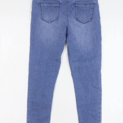 Matalan Girls Blue Cotton Skinny Jeans Size 9 Months Regular Button