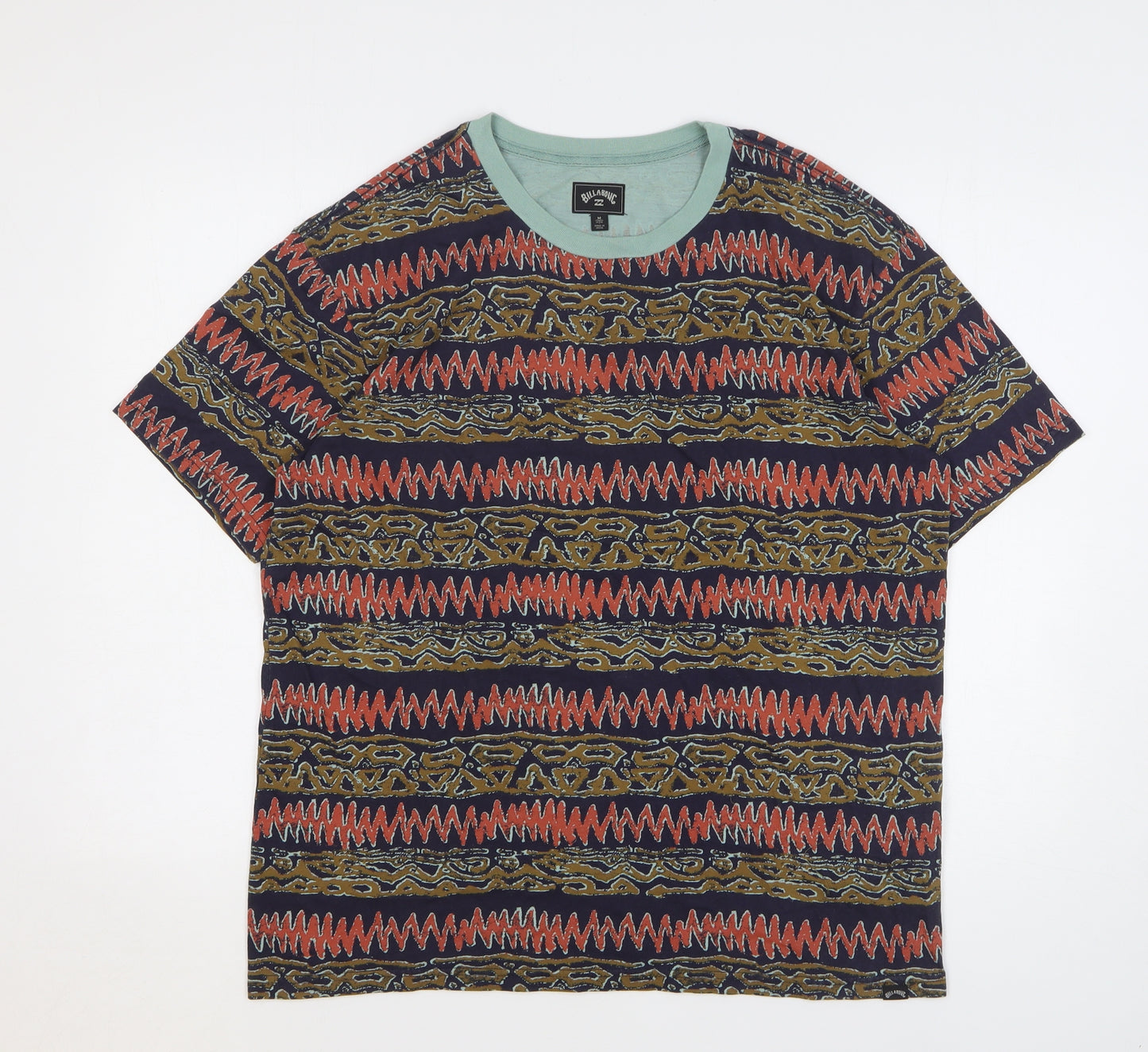 Billabong Mens Multicoloured Fair Isle Cotton T-Shirt Size M Round Neck
