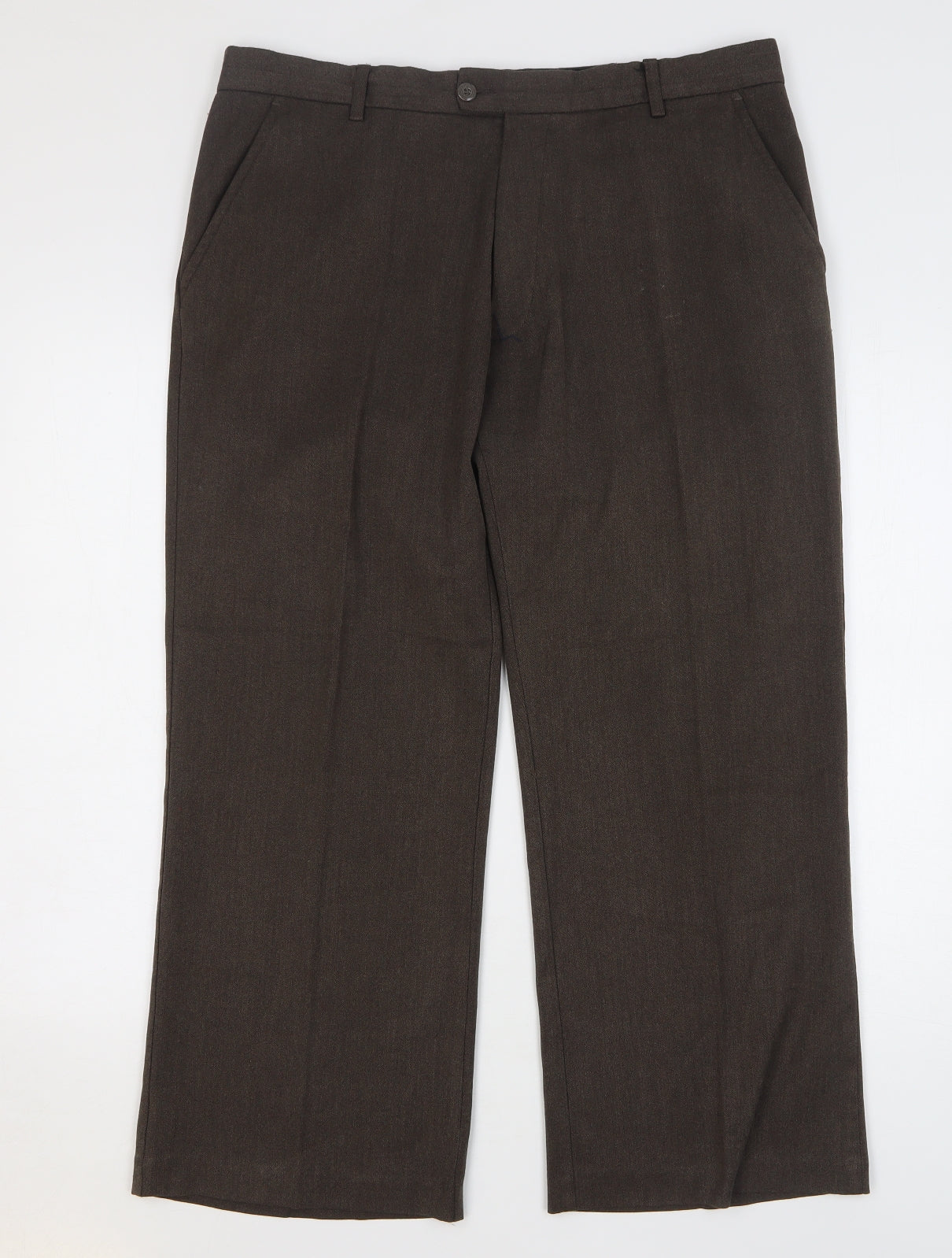 River Island Mens Brown Polyester Trousers Size 36 L28 in Regular Hook & Eye