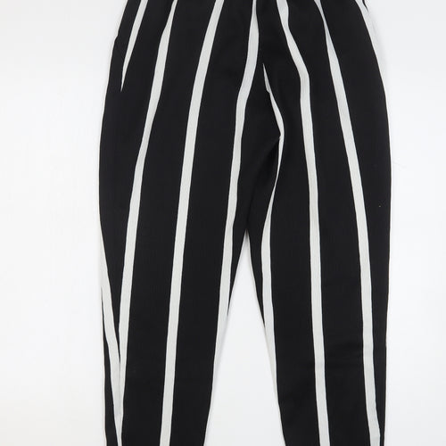 River Island Womens Black Striped Polyester Trousers Size 10 L27 in Regular Tie