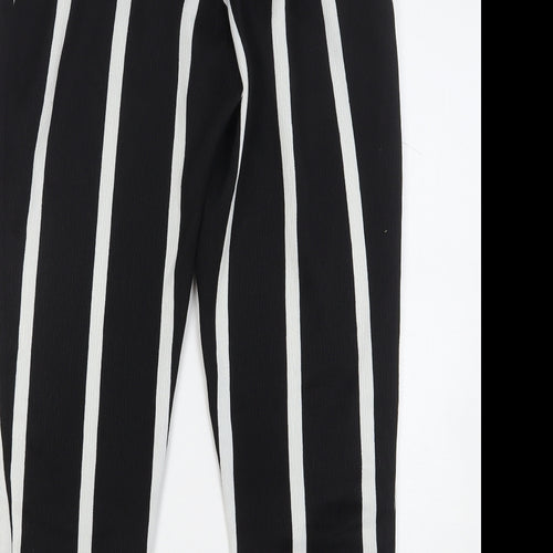 River Island Womens Black Striped Polyester Trousers Size 10 L27 in Regular Tie