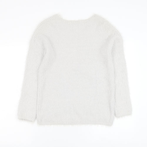 Primark Womens Grey V-Neck Nylon Pullover Jumper Size 4