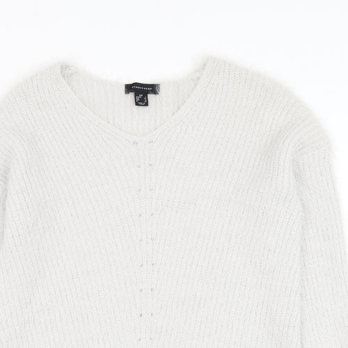 Primark Womens Grey V-Neck Nylon Pullover Jumper Size 4