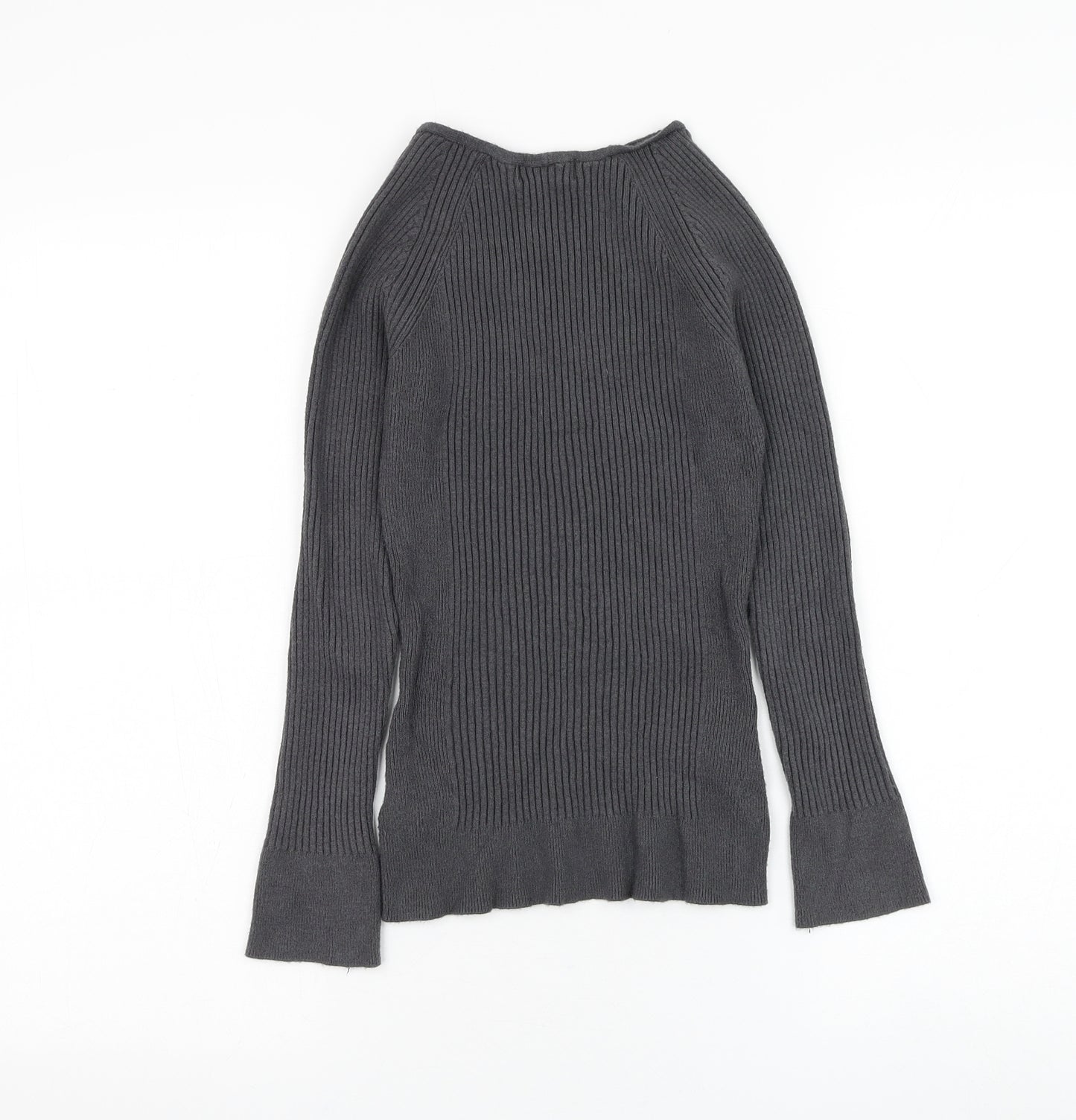 Primark Womens Grey V-Neck Viscose Pullover Jumper Size 12