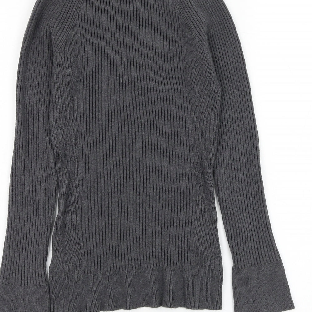Primark Womens Grey V-Neck Viscose Pullover Jumper Size 12