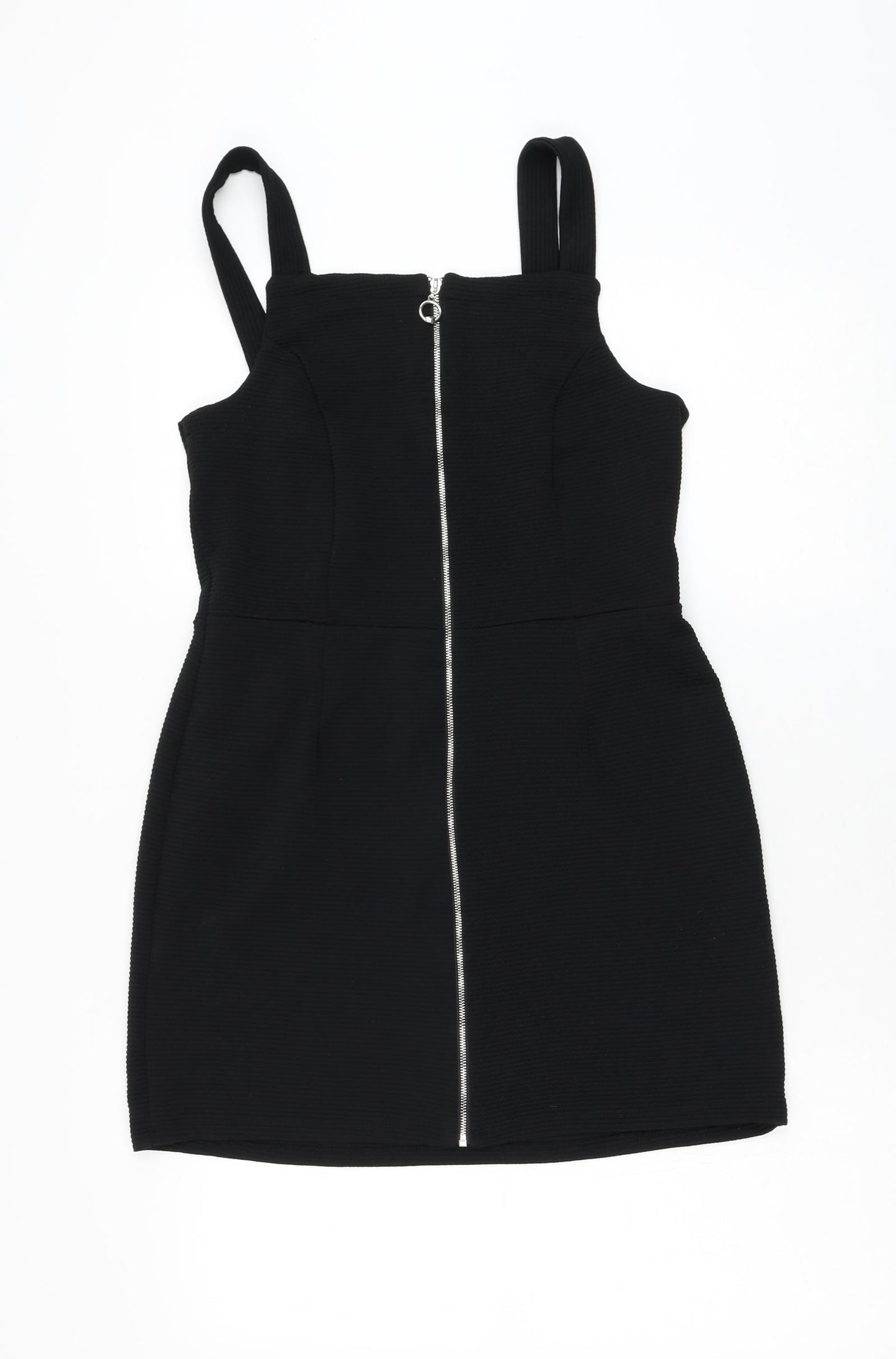 Primark Womens Black Polyester Pencil Dress Size 12 Square Neck Zip