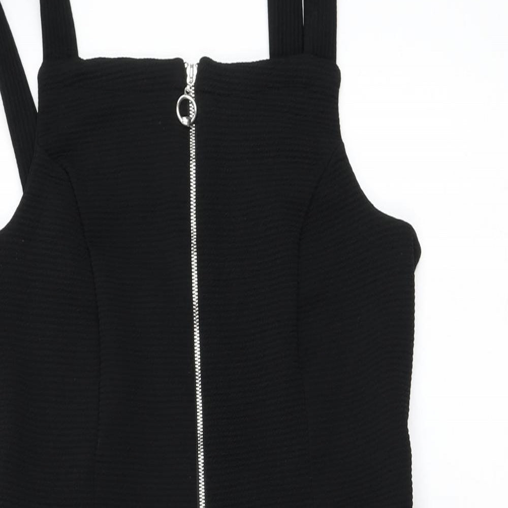 Primark Womens Black Polyester Pencil Dress Size 12 Square Neck Zip