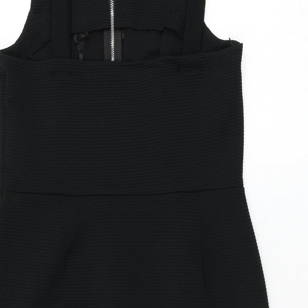Primark Womens Black Polyester Pencil Dress Size 12 Square Neck Zip