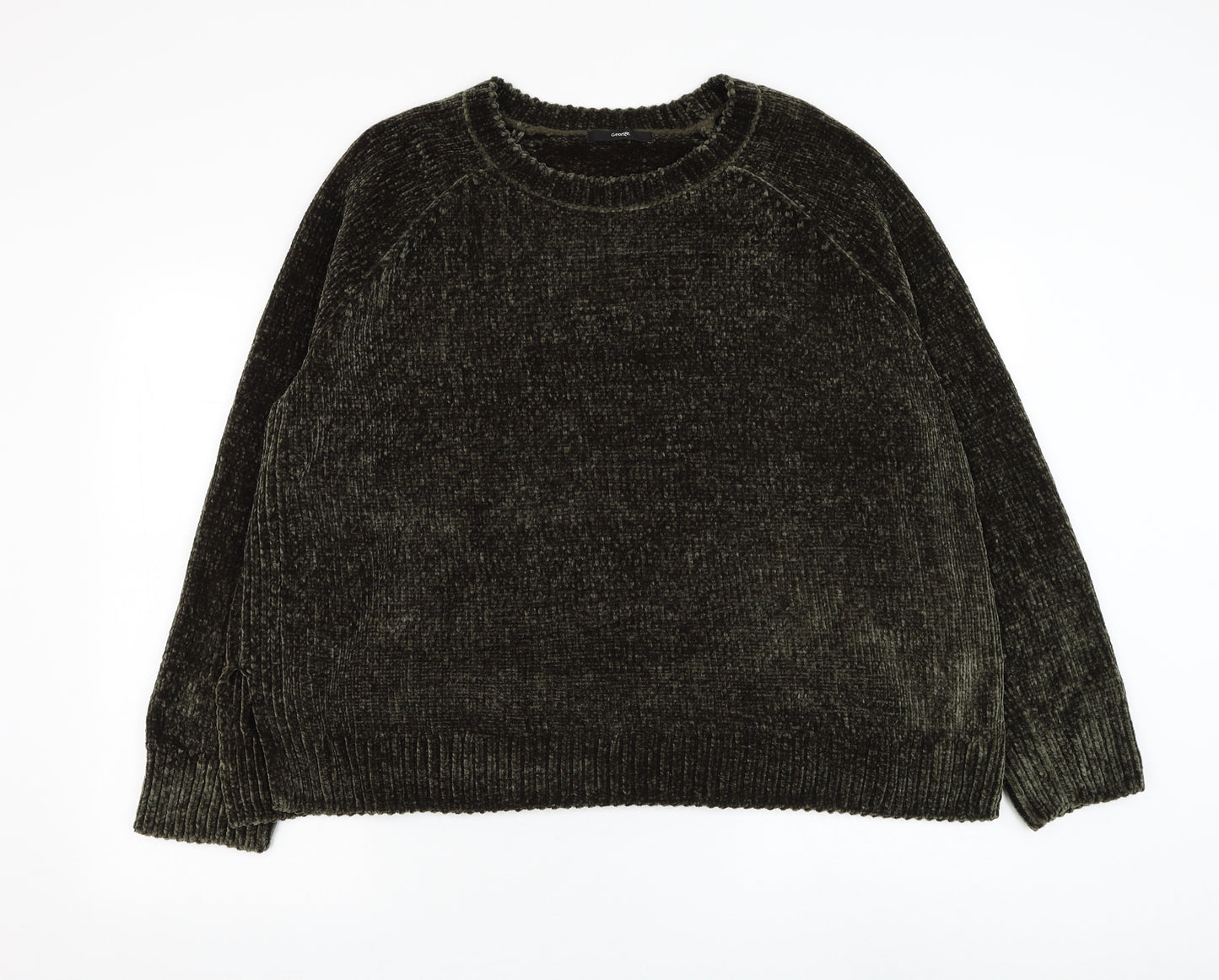 George Womens Green Round Neck Polyester Pullover Jumper Size 22