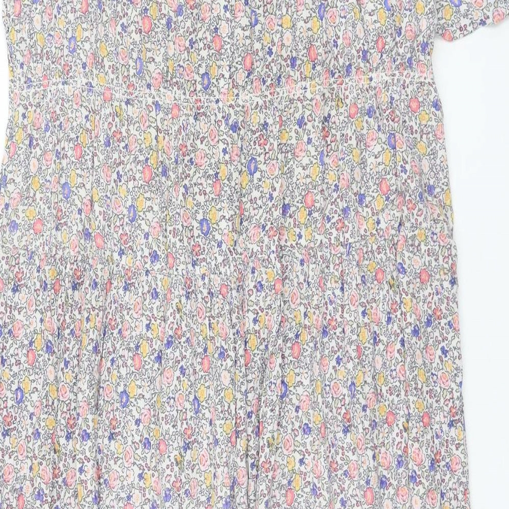 Jeff&Co Womens Multicoloured Floral Viscose Trapeze & Swing Size 14 Round Neck Button