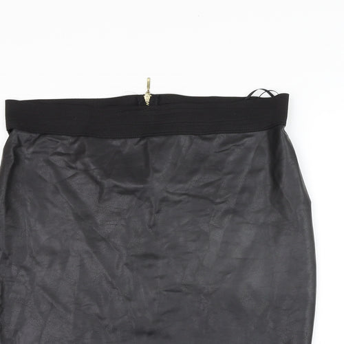 George Womens Black Polyester Straight & Pencil Skirt Size 14 Zip