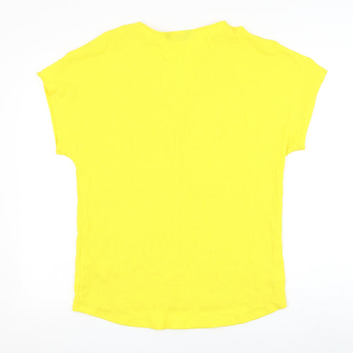 F&F Womens Yellow Polyester Basic T-Shirt Size 12 V-Neck