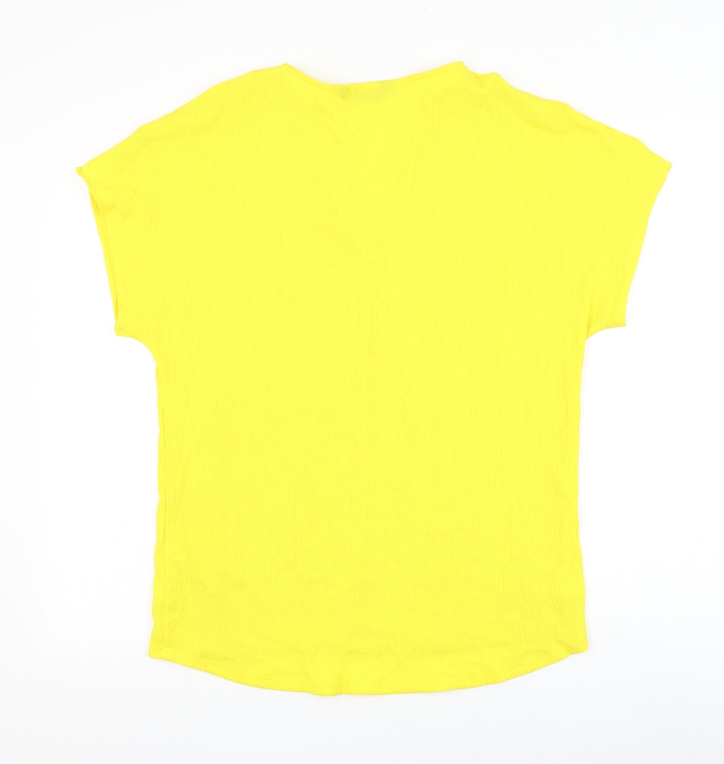 F&F Womens Yellow Polyester Basic T-Shirt Size 12 V-Neck