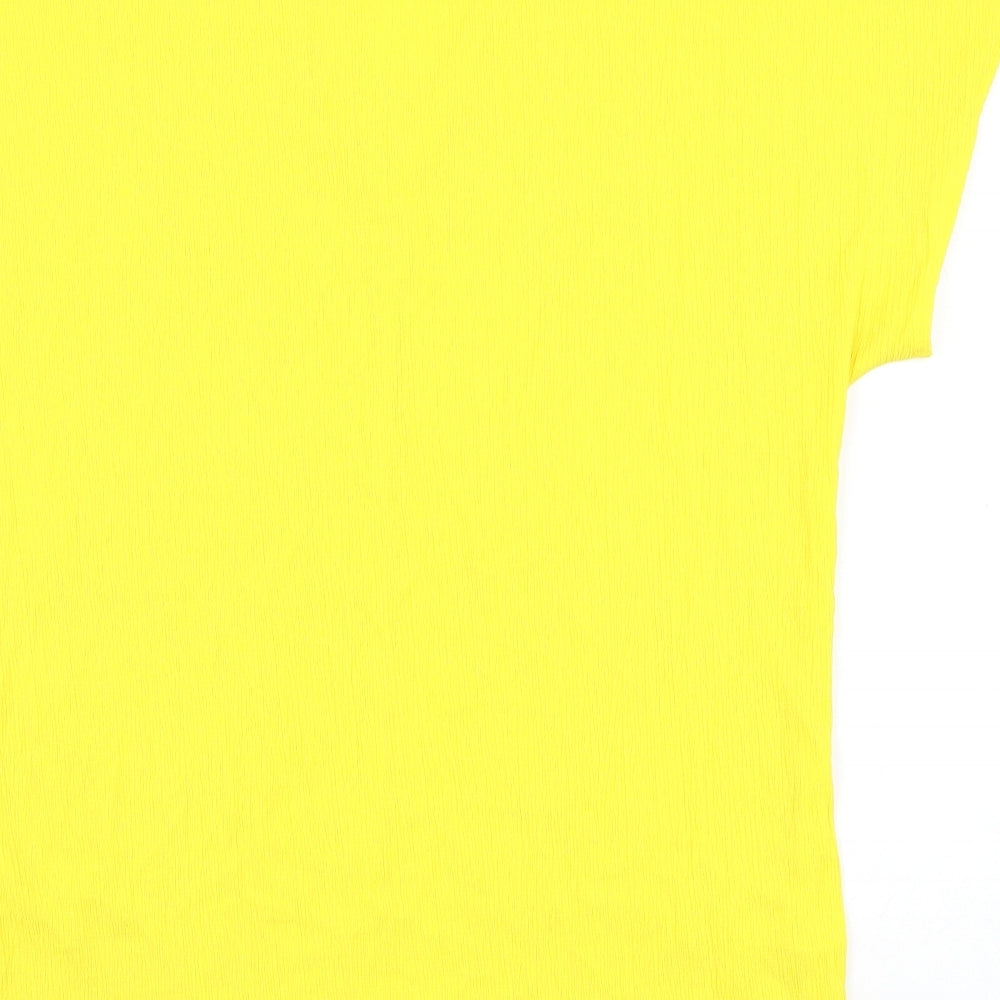 F&F Womens Yellow Polyester Basic T-Shirt Size 12 V-Neck