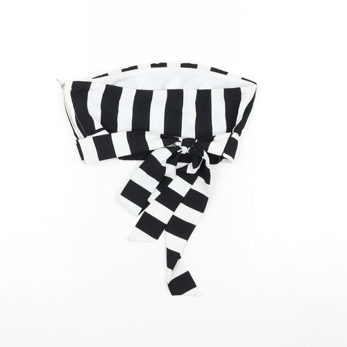 In the Style Womens Black Striped Polyester Cropped Tank Size 8 Off the Shoulder