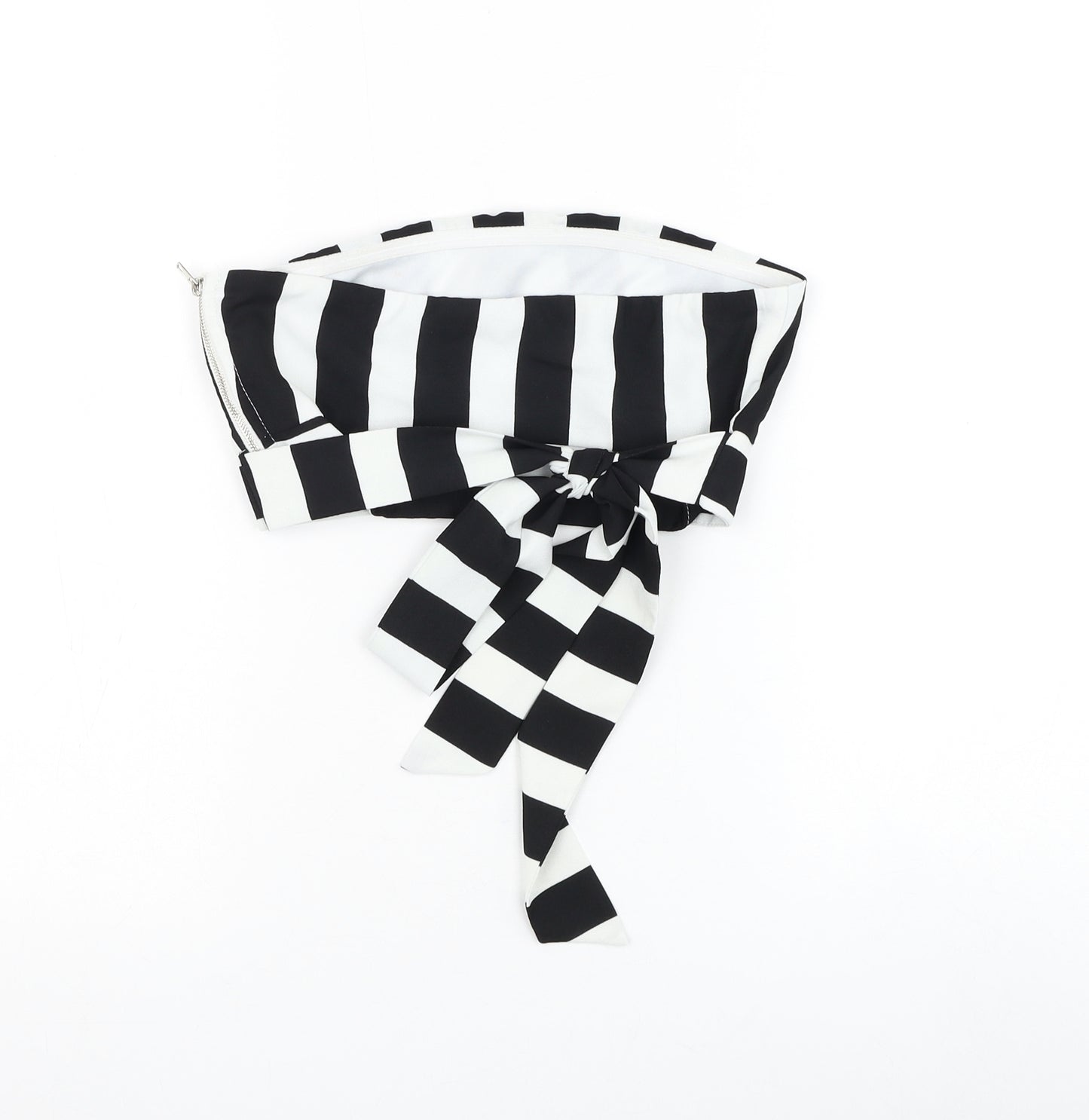 In the Style Womens Black Striped Polyester Cropped Tank Size 8 Off the Shoulder