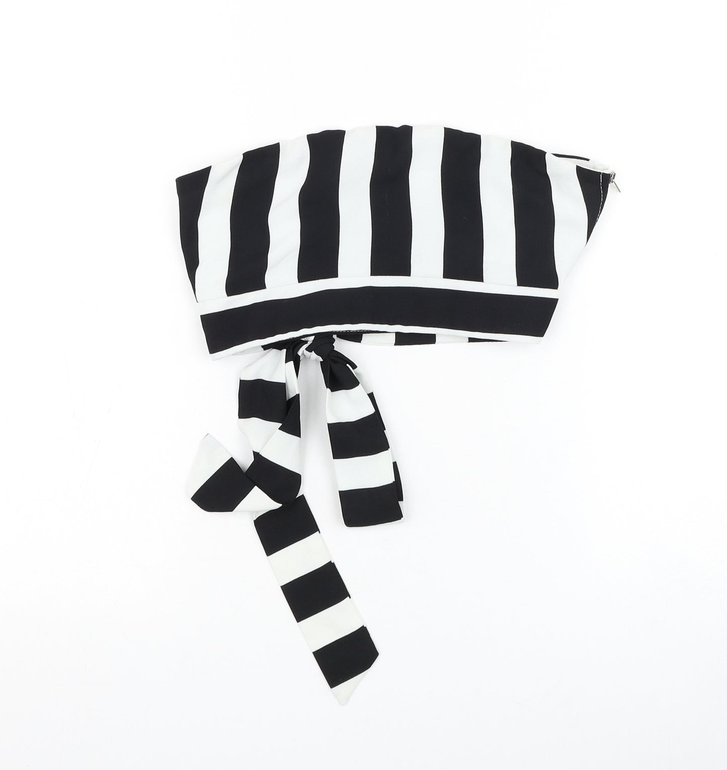 In the Style Womens Black Striped Polyester Cropped Tank Size 8 Off the Shoulder