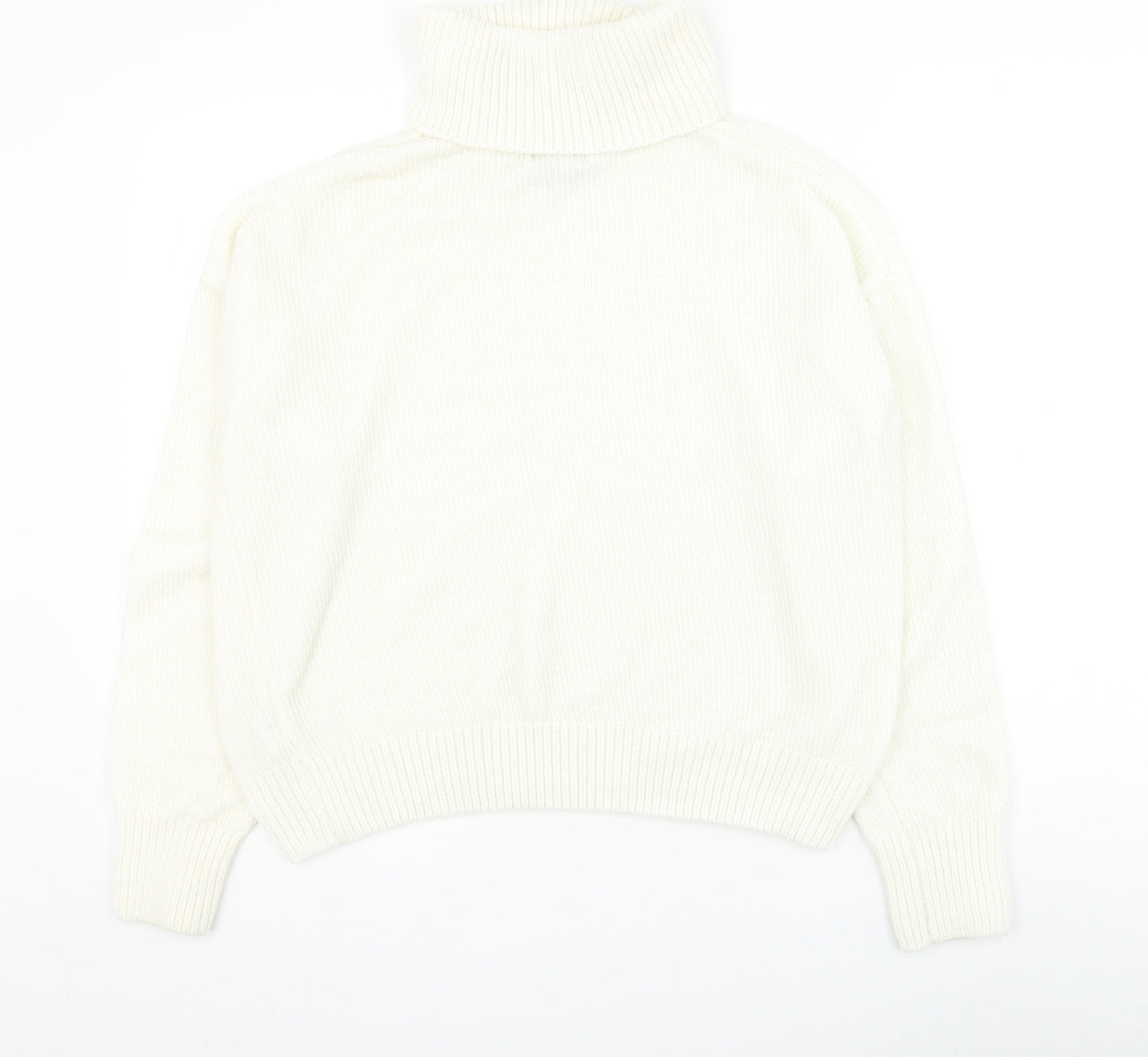 Primark Womens White Roll Neck Polyester Pullover Jumper Size 10