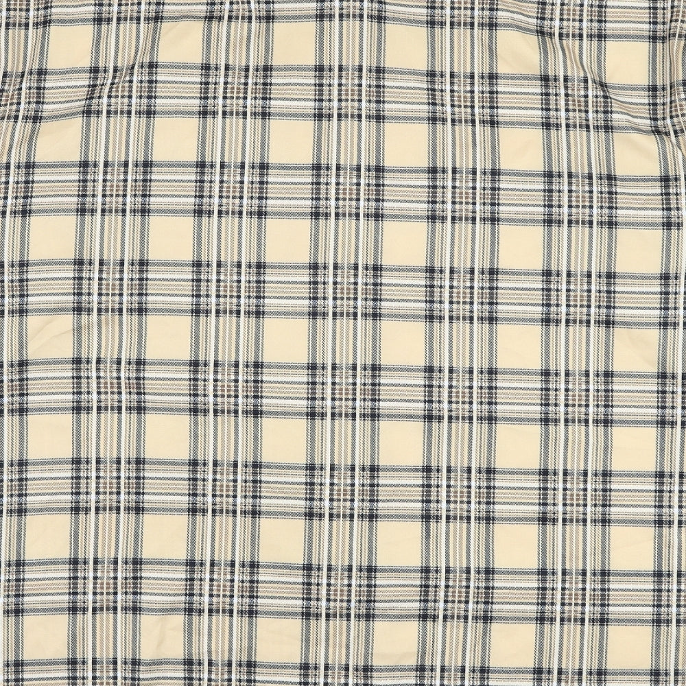 SheIn Womens Brown Plaid Polyester Basic Button-Up Size 3XL Collared