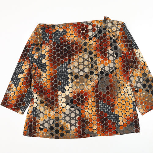 Touch Collection Womens Multicoloured Geometric Polyester Basic Blouse Size L V-Neck