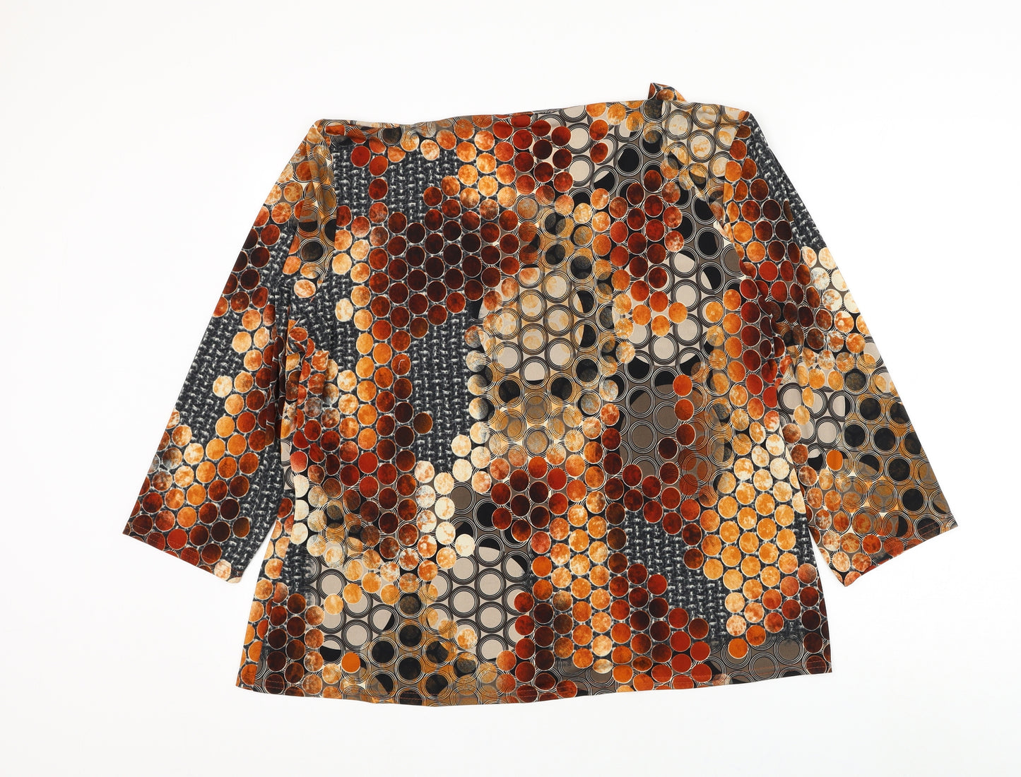 Touch Collection Womens Multicoloured Geometric Polyester Basic Blouse Size L V-Neck
