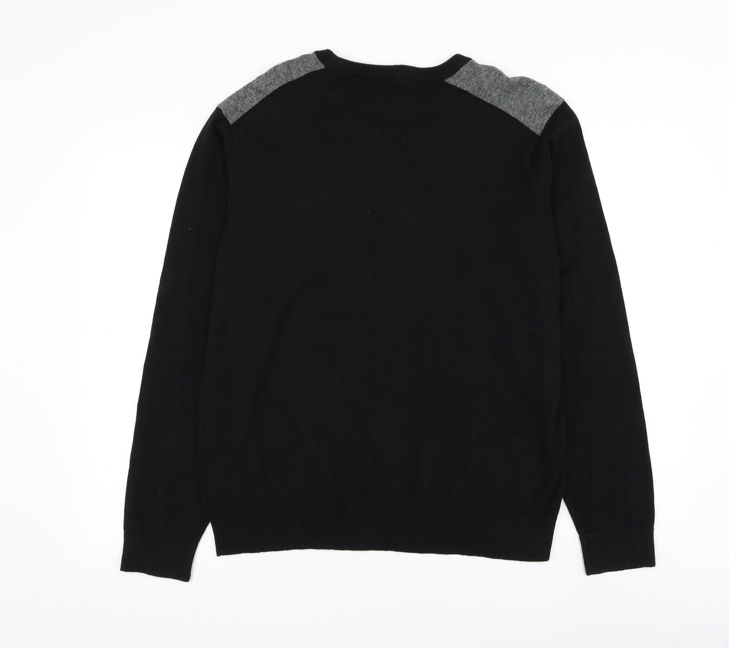 NEXT Mens Black Round Neck Cotton Pullover Jumper Size L