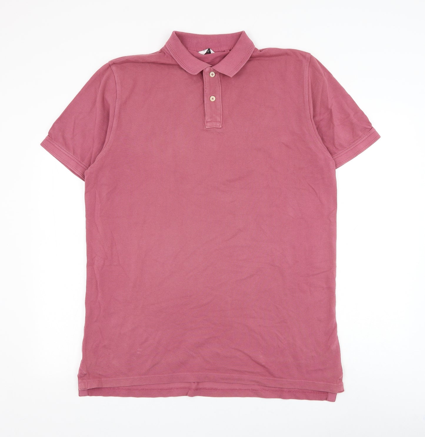 NEXT Mens Pink Cotton Polo Size L Collared Button