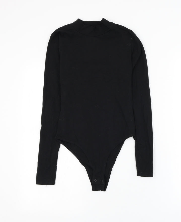 Primark Womens Black Cotton Bodysuit One-Piece Size 6 Snap