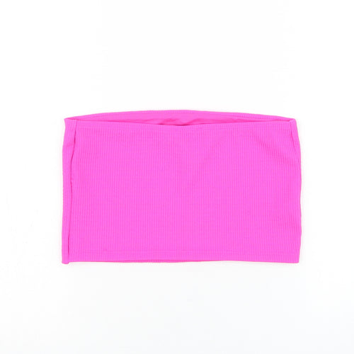 Miss Selfridge Womens Pink Polyester Cropped Tank Size M Off the Shoulder