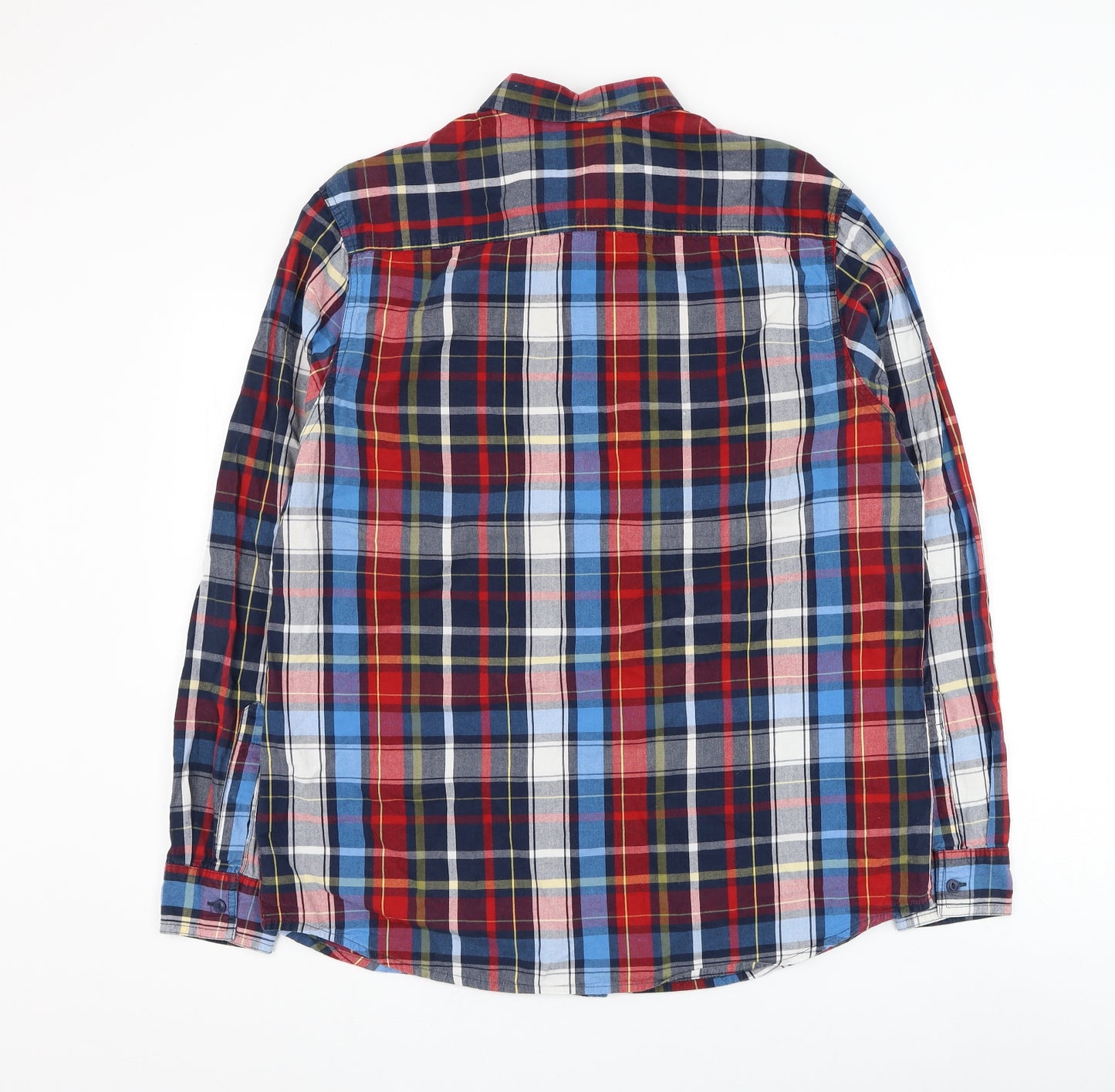 Cedar Wood State Mens Multicoloured Plaid Cotton Button-Up Size L Collared Button