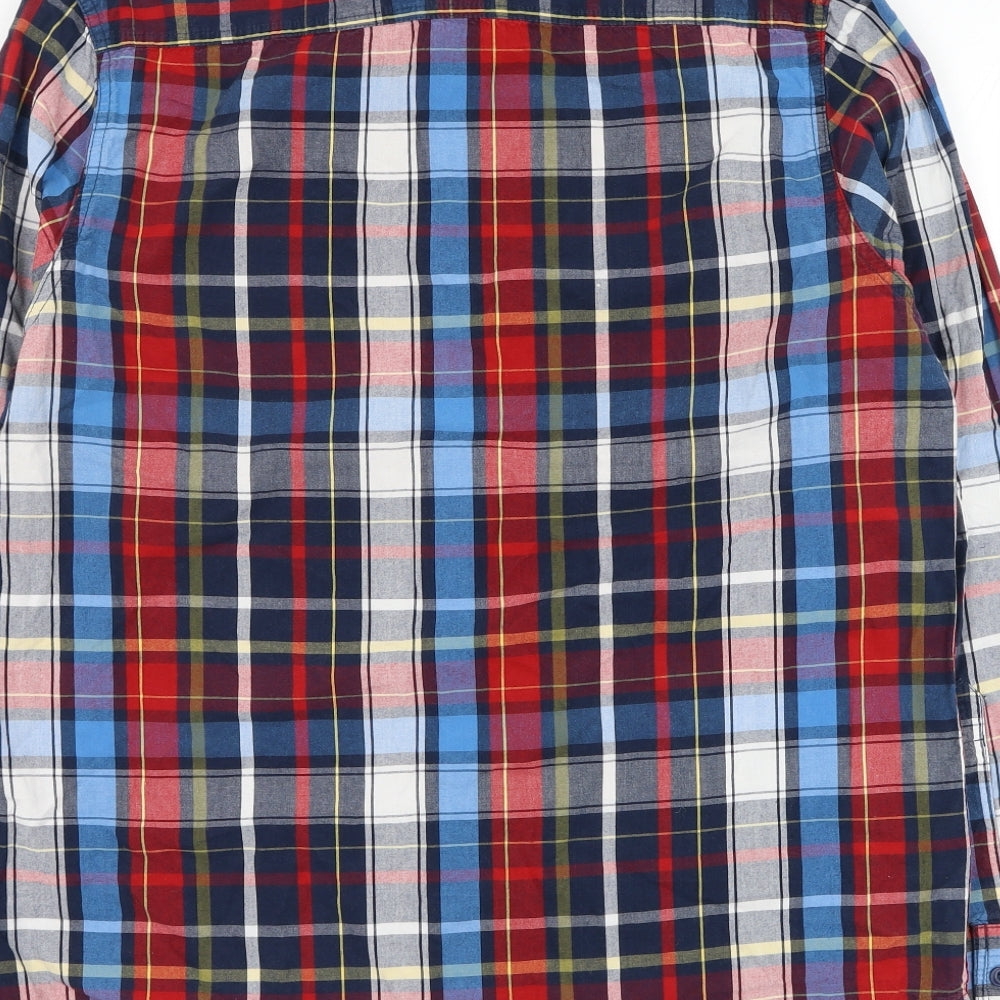 Cedar Wood State Mens Multicoloured Plaid Cotton Button-Up Size L Collared Button