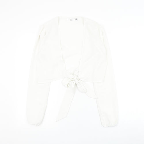 Missguided Womens White Polyester Basic Blouse Size 8 V-Neck