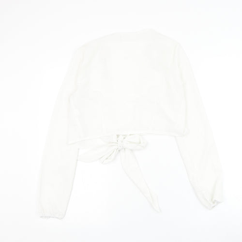 Missguided Womens White Polyester Basic Blouse Size 8 V-Neck
