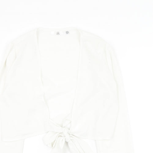 Missguided Womens White Polyester Basic Blouse Size 8 V-Neck