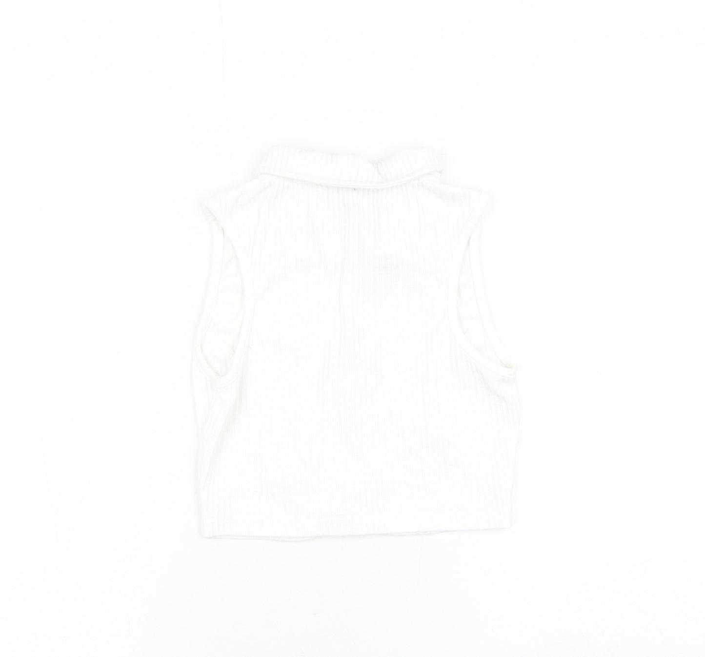 Missguided Womens White Polyester Basic Tank Size 8 Collared