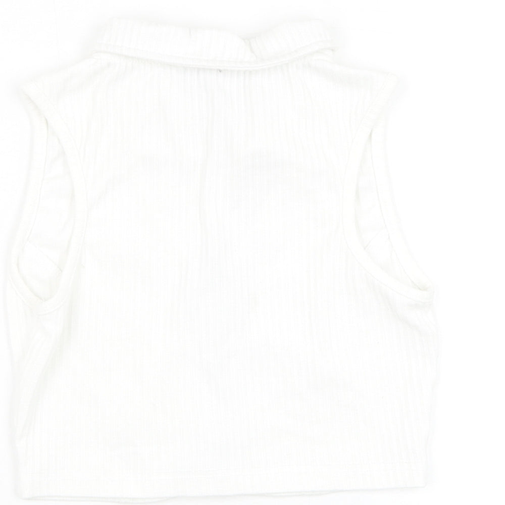 Missguided Womens White Polyester Basic Tank Size 8 Collared