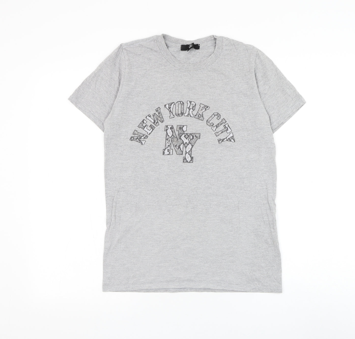 Missguided Womens Grey Polyester Basic T-Shirt Size S Round Neck - New York City