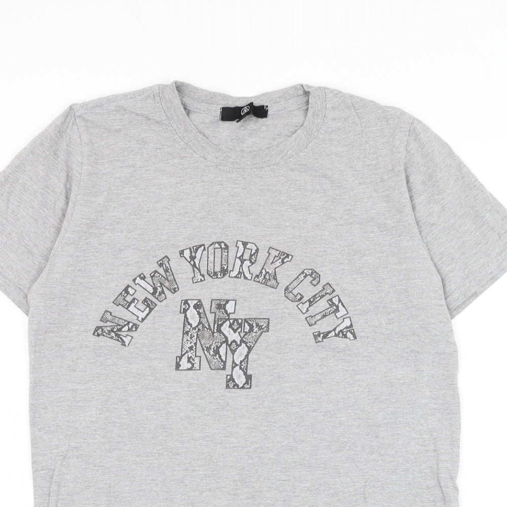 Missguided Womens Grey Polyester Basic T-Shirt Size S Round Neck - New York City